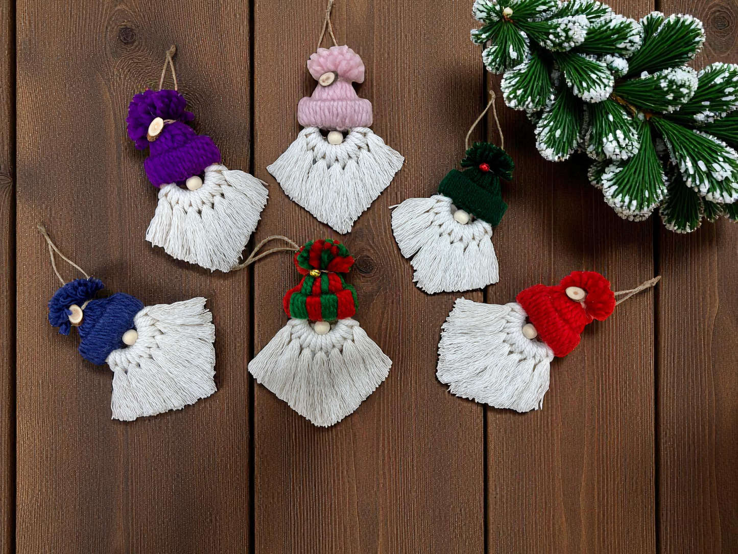 Macrame Gnome Ornament - Cream White