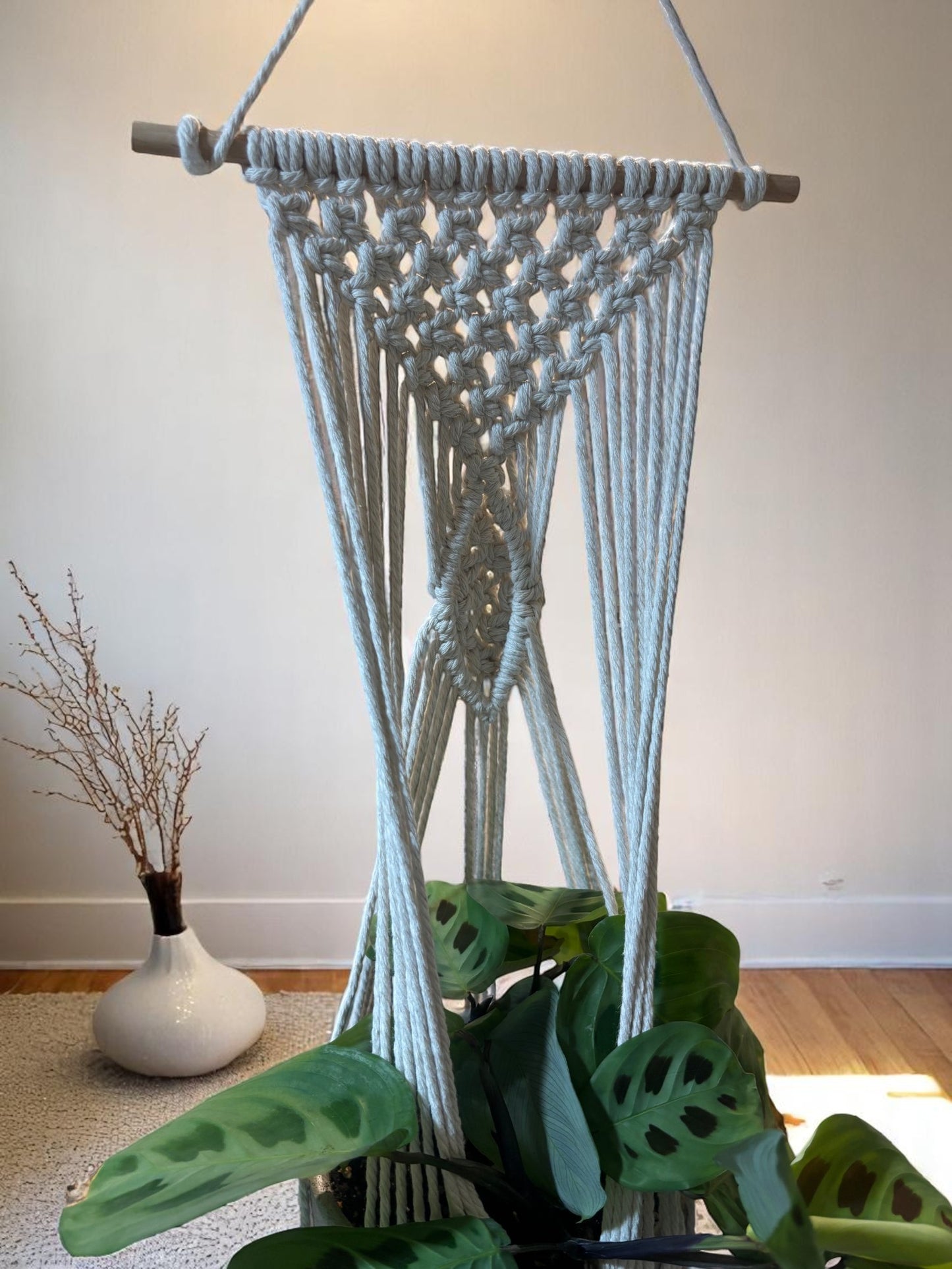 Macrame Plant Hanger – Rhombus Design