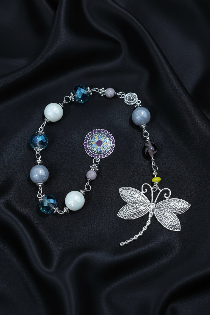 Large Silver Dragonfly Pendulum