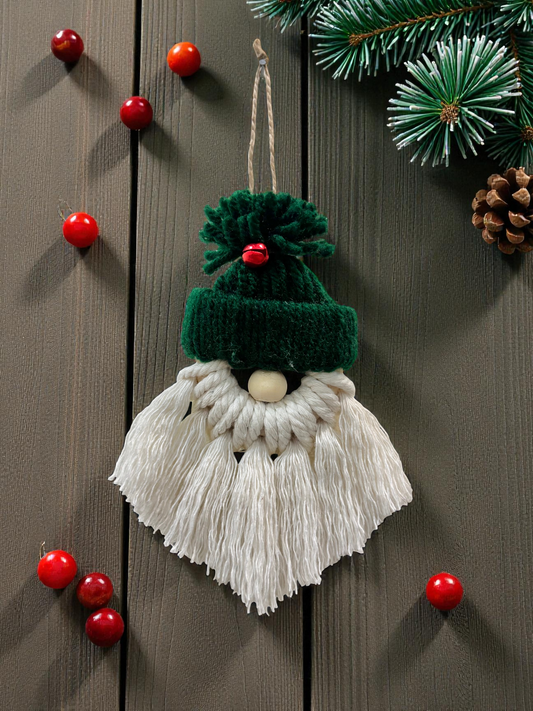 Macrame Gnome Ornament - Green