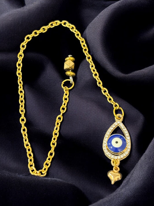 Evil Eye Droplet Gold Chain Pendulum