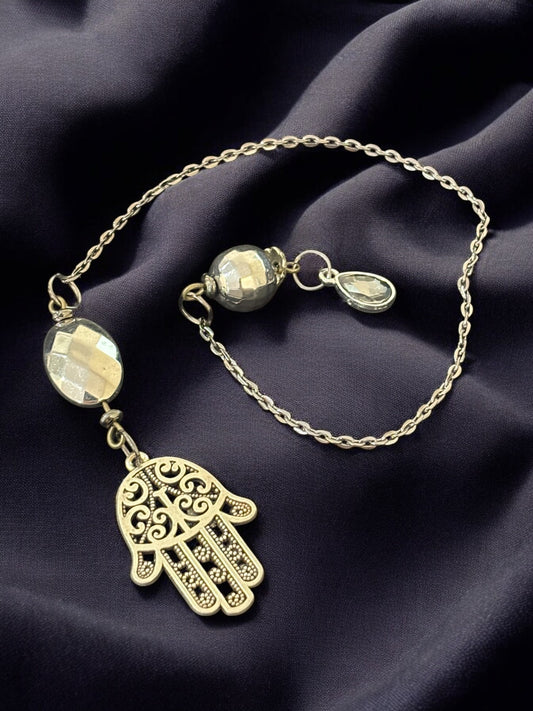 Hamsa Hand Pendulum with Silver Bead