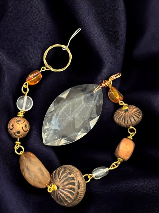 Long Oval Shape Suncatcher (Brown Beads)