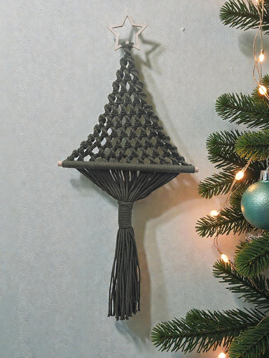 Green Macrame Christmas Tree with a Star