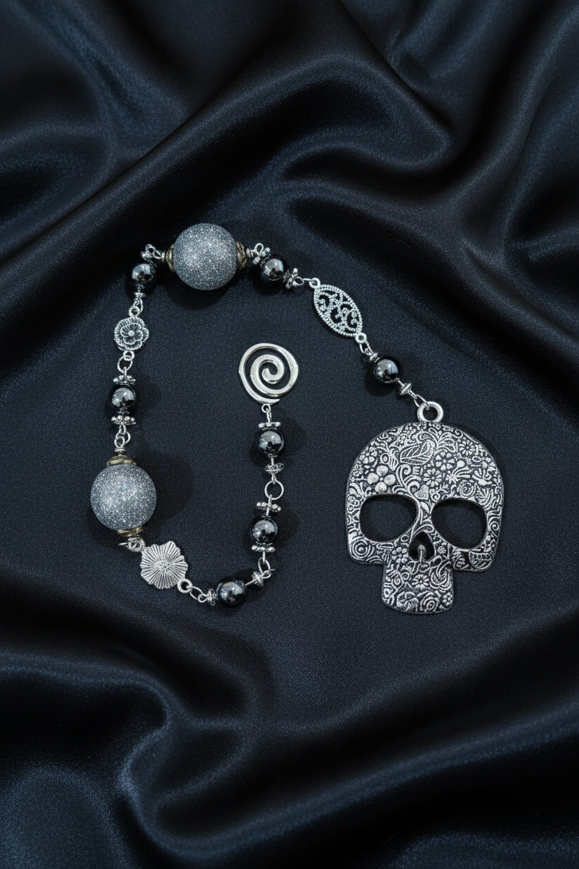 Large Silver Skull Pendulum