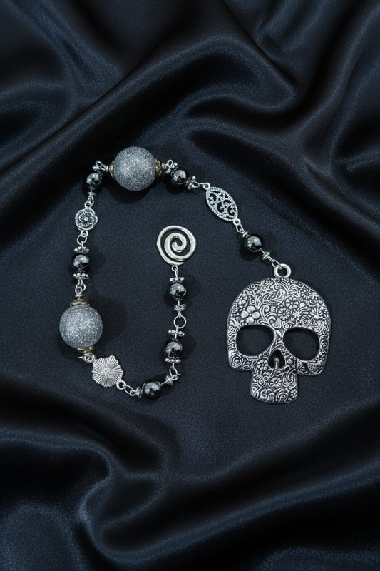Large Silver Skull Pendulum
