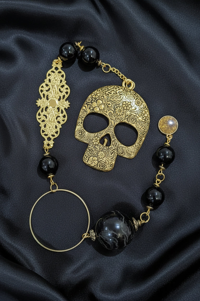 Large Gold Skull Pendulum