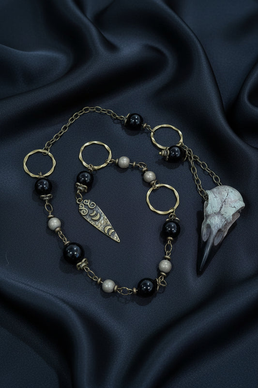 Large Raven Skull Pendulum